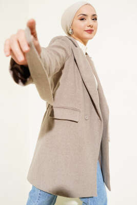 Pazarium - Cep Kapaklı Kaşe Kaban Vizon