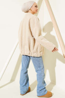 Sakallı Cepli Ceket Bej - Thumbnail