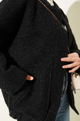 Sakallı Cepli Ceket Siyah - Thumbnail