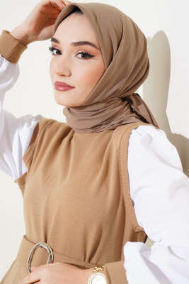 Medine İpeği Eşarp Açık Kahve - Thumbnail