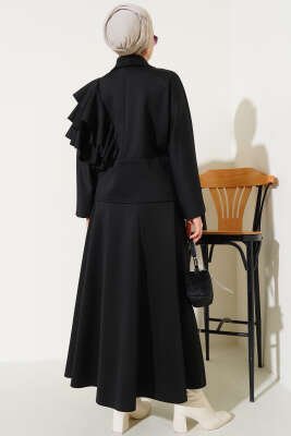 Kol Fırfırlı Etekli Scuba İkili Takım Siyah - Thumbnail