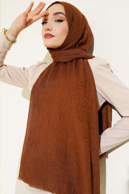 Organik Bambu Kraş Şal Açık Kahve - Thumbnail