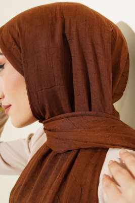 Organik Bambu Kraş Şal Açık Kahve - Thumbnail