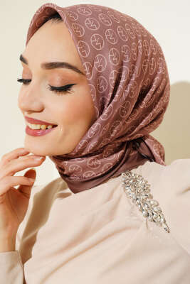 Pazarium - MK Desen Soft Eşarp Açık Kahve