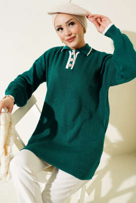 Üç Düğmeli Triko Tunik Nefti - Thumbnail