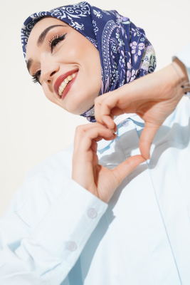 Etnik Çiçekli Soft Eşarp Ekru - Thumbnail