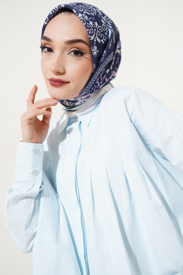 Etnik Çiçekli Soft Eşarp Ekru - Thumbnail