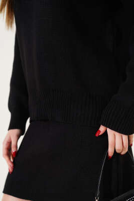 Salaş Etekli Triko İkili Takım Siyah - Thumbnail