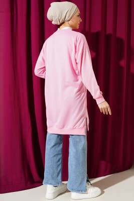 Kalp Nakışlı Uzun Tunik Pembe - Thumbnail