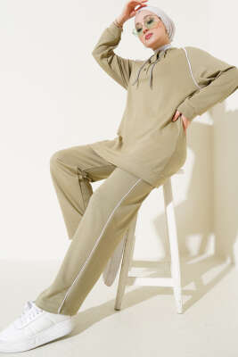Loyşa Yarım Çıtçıtlı Kapüşonlu İkili Takım Haki - Thumbnail