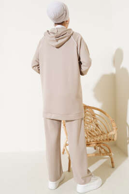 Loyşa Yarım Çıtçıtlı Kapüşonlu İkili Takım Bej - Thumbnail