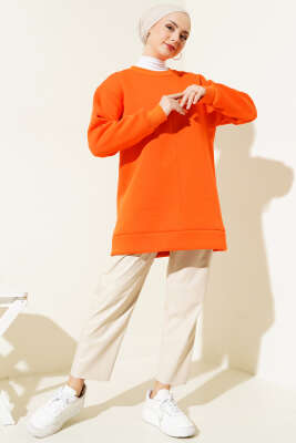 Önü Çımalı Üç İplik Tunik Oranj - Thumbnail