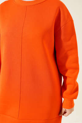 Önü Çımalı Üç İplik Tunik Oranj - Thumbnail