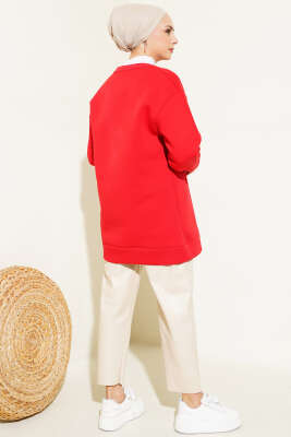 Önü Çımalı Üç İplik Tunik Kırmızı - Thumbnail