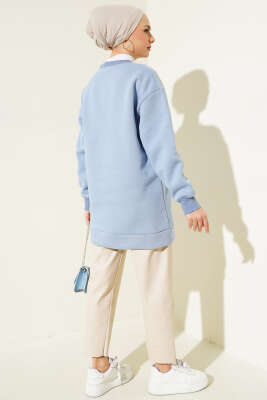 Önü Çımalı Üç İplik Tunik Bebe Mavi - Thumbnail