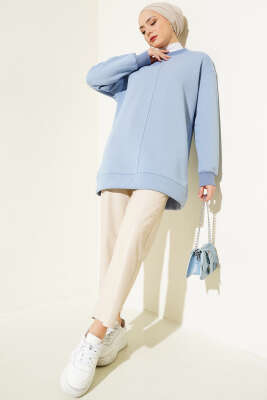 Önü Çımalı Üç İplik Tunik Bebe Mavi - Thumbnail