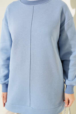 Önü Çımalı Üç İplik Tunik Bebe Mavi - Thumbnail