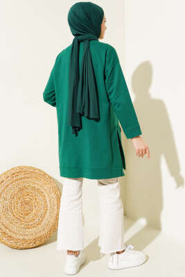 Kanguru Cepli İki İplik Tunik Yeşil - Thumbnail