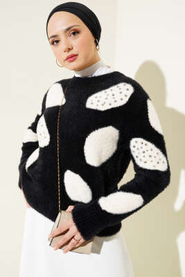 Pazarium - Dalmaçya Desen İncili Kazak Siyah