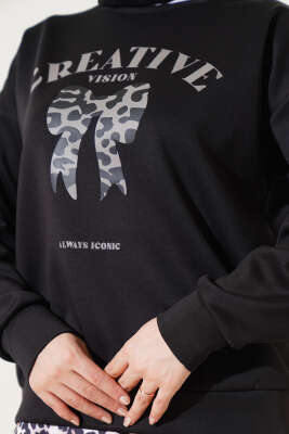 Leoparlı Etekli Scuba İkili Takım Siyah - Thumbnail