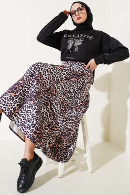 Leoparlı Etekli Scuba İkili Takım Siyah - Thumbnail