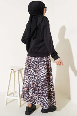 Leoparlı Etekli Scuba İkili Takım Siyah - Thumbnail