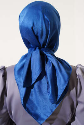 MK Desen Jakar Eşarp İndigo - Thumbnail