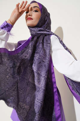 Pazarium - Antik Desen İpeksi Şal Lavanta