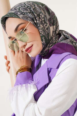 Pazarium - Sarmal Motif Bambu Eşarp Mürdüm