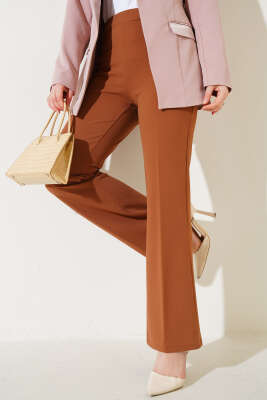 Pazarium - Dabıl İspanyol Paça Pantolon Taba