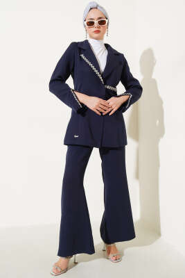Taşlı Ceketli İkili Takım Lacivert - Thumbnail