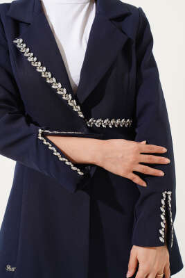 Taşlı Ceketli İkili Takım Lacivert - Thumbnail