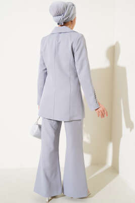 Taşlı Ceketli İkili Takım Gri - Thumbnail