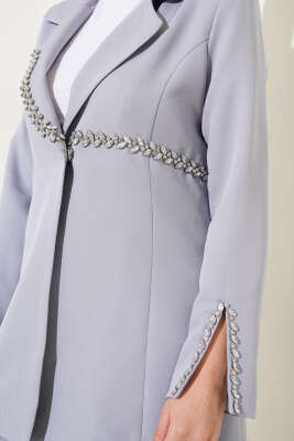 Taşlı Ceketli İkili Takım Gri - Thumbnail