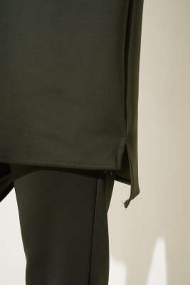 Yakası Yarım Fermuarlı Scuba İkili Takım Haki - Thumbnail