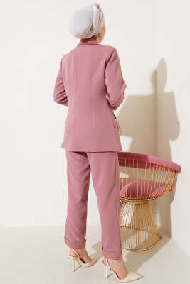 Duble Paça Ceketli İkili Takım Gül Kurusu - Thumbnail