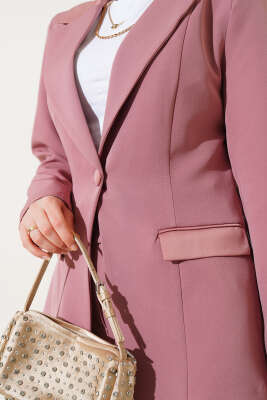 Duble Paça Ceketli İkili Takım Gül Kurusu - Thumbnail