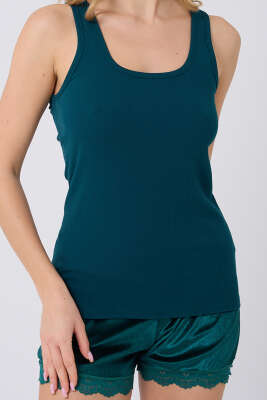 Kadife Şortlu Pijama Takımı Zümrüt - Thumbnail