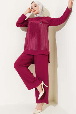 Pazarium - Önü Çizgili İkili Takım Burgonya