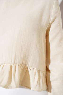 Fırfırlı Keten Bluz Taş - Thumbnail