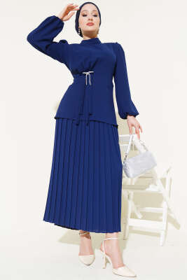 Pilise Etekli Tunik İkili Takım Lacivert - Thumbnail