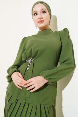 Pilise Etekli Tunik İkili Takım Haki - Thumbnail