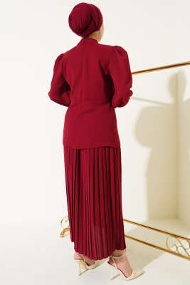 Pilise Etekli Tunik İkili Takım Bordo - Thumbnail