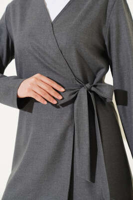 Yandan Bağlamalı Kumaş İkili Takım Füme - Thumbnail