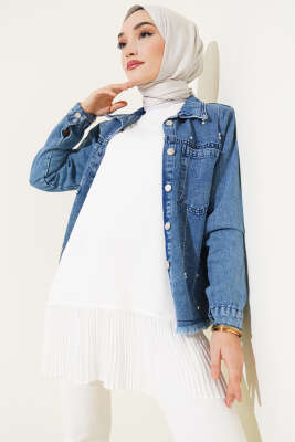 Pazarium - Tül Pileli İçlik Ekru