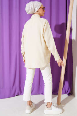 Cep Detaylı Müslin Gömlek Bej - Thumbnail