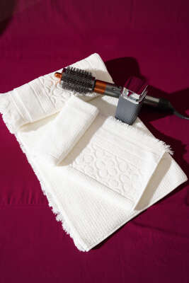 Pazarium - Mısır Banyo Havlu 2'li Takım Ekru