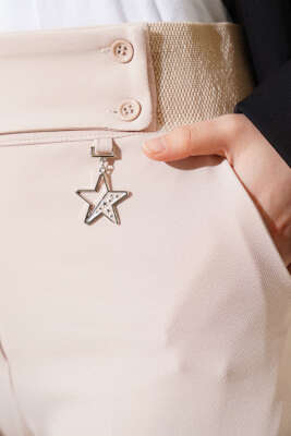 Aksesuarlı Pantolon Bej - Thumbnail