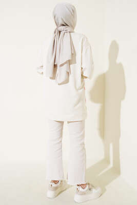 Loyşa Önü Tül Çiçekli Tunik Pembe - Thumbnail