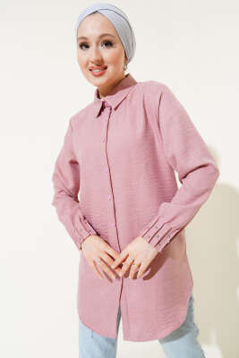 Kolu Taşlı Gömlek Gül Kurusu - Thumbnail